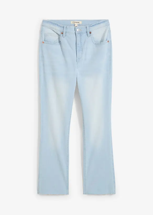 Bootcut-Jeans High Waist, cropped in blau von vorne - bonprix Bootcut-Jeans High Waist, cropped in blau von vorne - bonprix