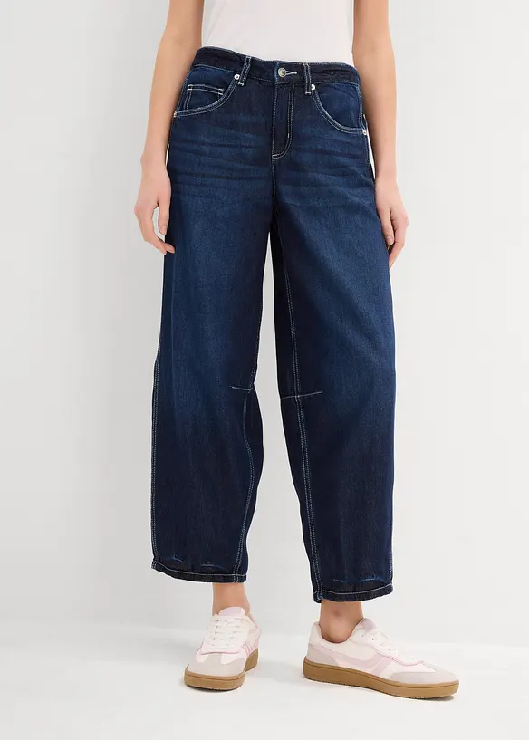 Ballon-Jeans Mid Waist in blau von vorne - bonprix