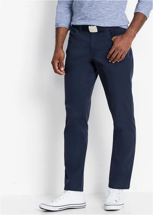 Regular Fit Twillhose aus reiner Baumwolle, Straight in blau von vorne - bonprix