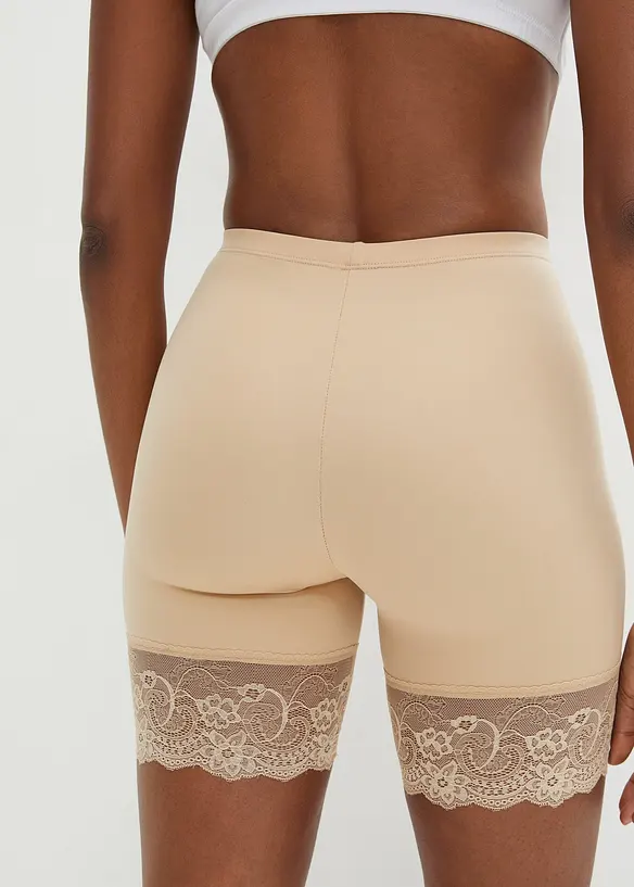 Anti-Scheuer-Radlerhose mit kühlendem Polyamid und Spitze in beige von hinten - bonprix