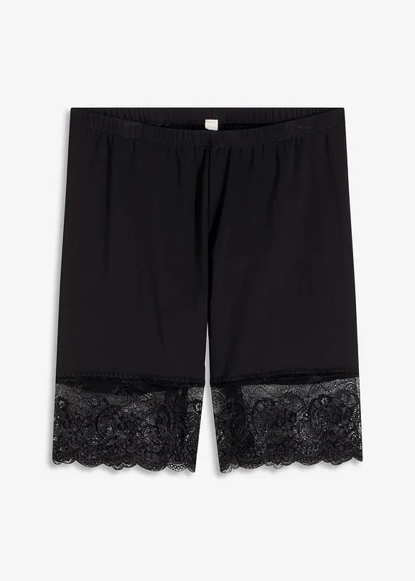 Anti-Scheuer-Radlerhose mit kühlendem Polyamid und Spitze in schwarz von vorne - bonprix