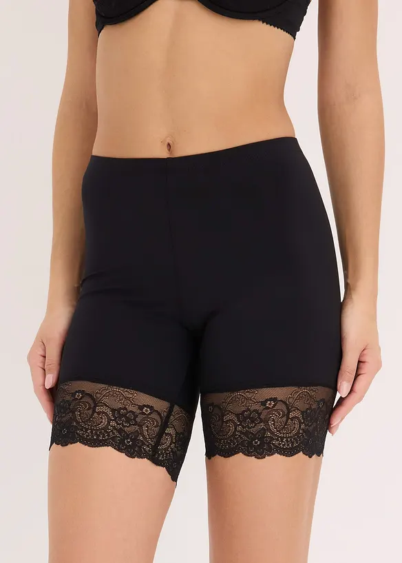 Anti-Scheuer-Radlerhose mit kühlendem Polyamid und Spitze in schwarz von vorne - bonprix