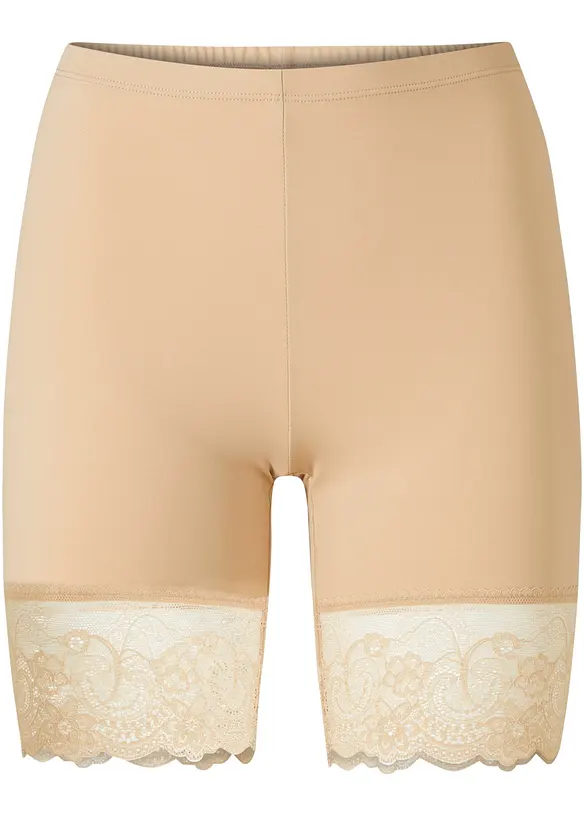 Anti-Scheuer-Radlerhose mit kühlendem Polyamid und Spitze in beige von vorne - bonprix