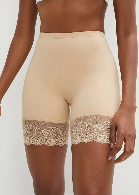Anti-Scheuer-Radlerhose mit kühlendem Polyamid und Spitze in beige von vorne - bonprix