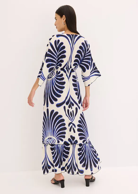 Maxikleid aus fließender Viskose in blau von hinten (Totalaufnahme) - bonprix