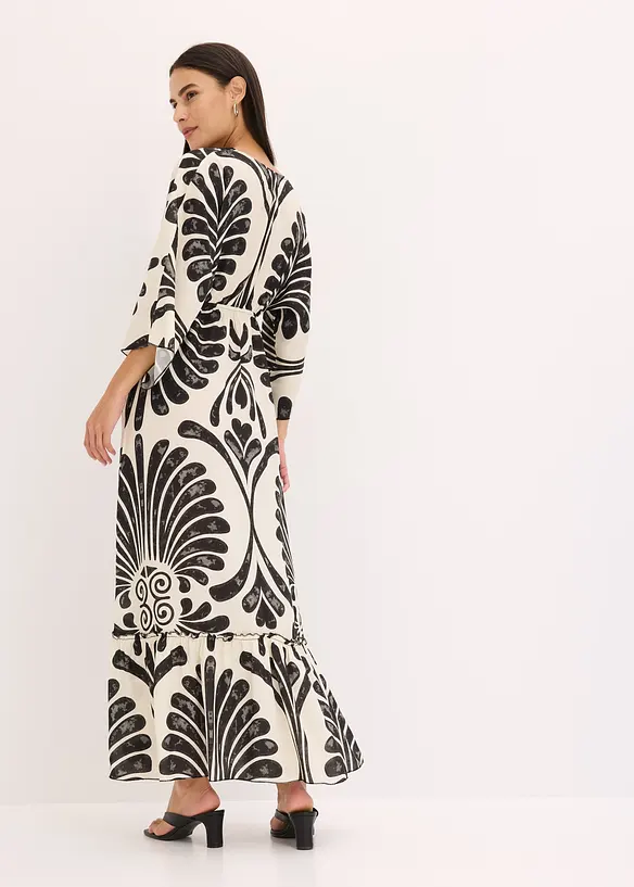Maxikleid aus fließender Viskose in schwarz von hinten (Totalaufnahme) - bonprix