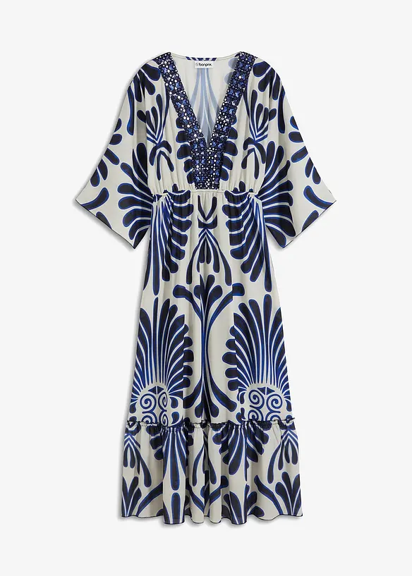 Maxikleid aus fließender Viskose in blau von vorne - bonprix
