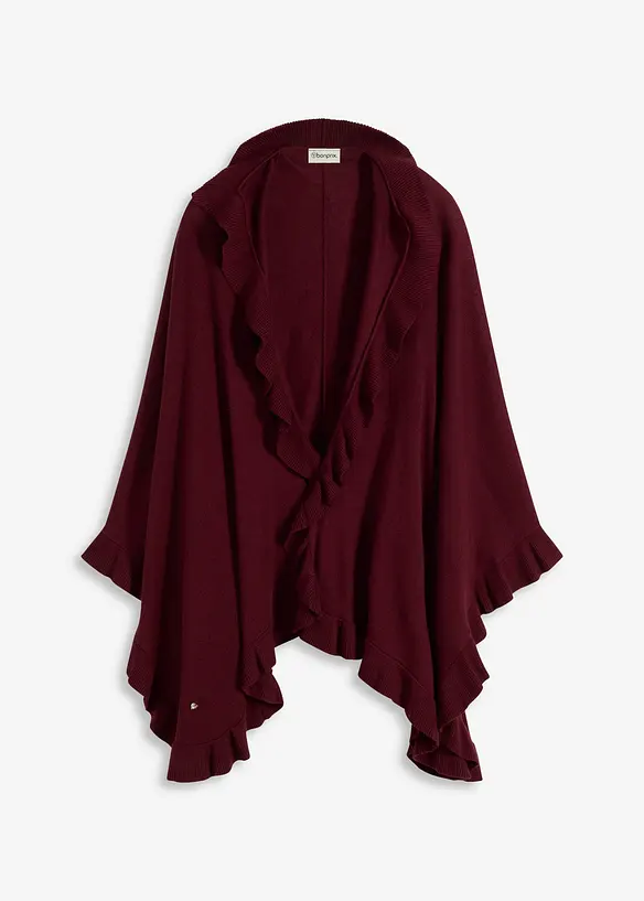 Poncho mit Kaschmiranteil in rot von vorne - bonprix