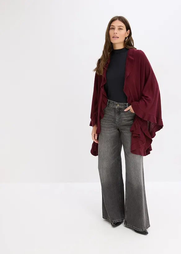 Poncho mit Kaschmiranteil in rot von vorne (im Anschnitt) - bonprix