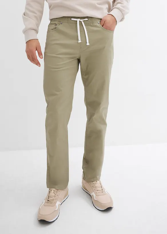 Regular Fit Stretch-Schlupfhose, Straight in grün von vorne - bonprix