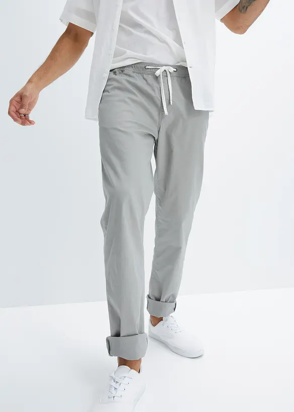 Regular Fit Stretch-Schlupfhose, Straight in grau von vorne - bonprix