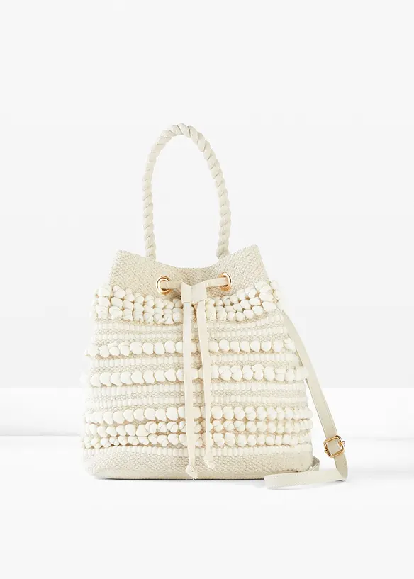 Beuteltasche in strukturierter Optik in beige von vorne - bonprix