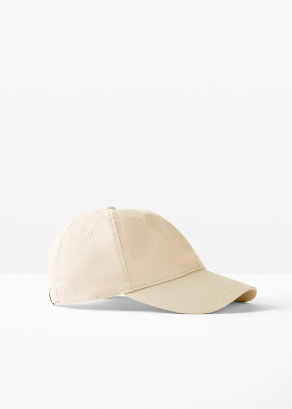 Cap aus reinem Leinen in beige von vorne - bonprix