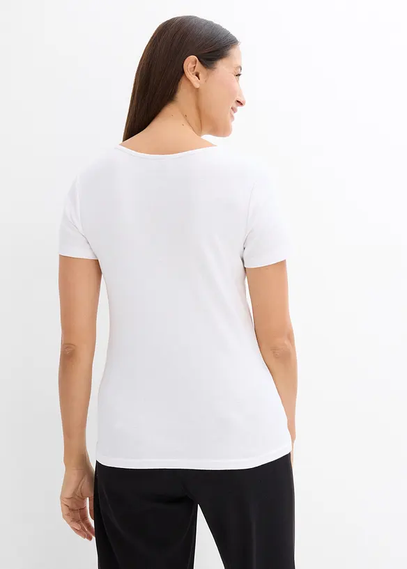 Henleyshirt aus reiner Bio-Baumwolle in weiß von hinten (im Anschnitt) - bonprix