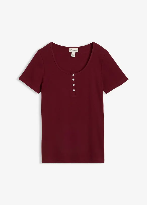 Henleyshirt aus reiner Bio-Baumwolle in rot von vorne - bonprix Henleyshirt aus reiner Bio-Baumwolle in rot von vorne - bonprix