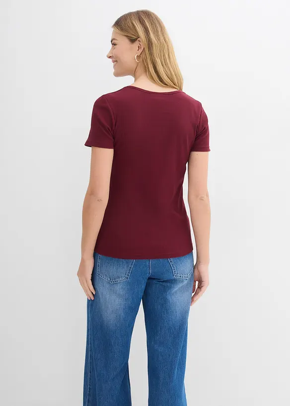 Henleyshirt aus reiner Bio-Baumwolle in rot von hinten (im Anschnitt) - bonprix Henleyshirt aus reiner Bio-Baumwolle in rot von hinten (im Anschnitt) - bonprix