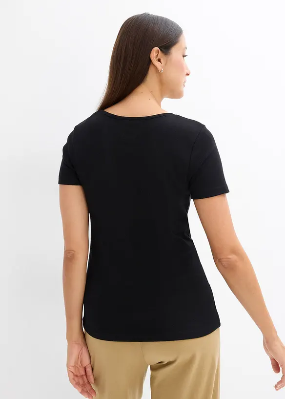 Henleyshirt aus reiner Bio-Baumwolle in schwarz von hinten (im Anschnitt) - bonprix Henleyshirt aus reiner Bio-Baumwolle in schwarz von hinten (im Anschnitt) - bonprix
