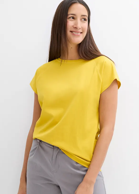T-Shirt aus reiner Bio-Baumwolle in gelb von vorne (im Anschnitt) - bonprix T-Shirt aus reiner Bio-Baumwolle in gelb von vorne (im Anschnitt) - bonprix