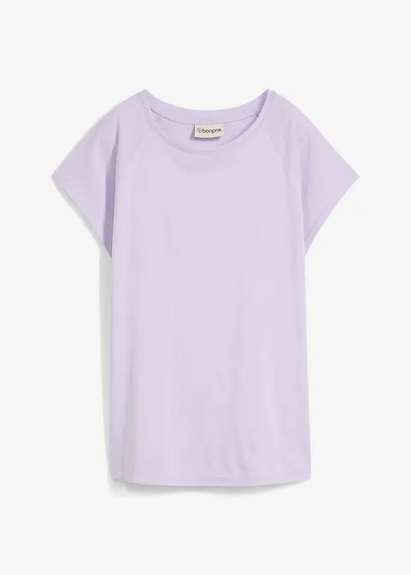 T-Shirt aus reiner Bio-Baumwolle in lila von vorne - bonprix