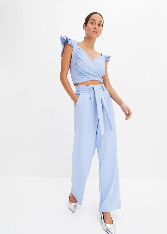 Top und Hose (2-tlg.Set) in blau von vorne (Totalaufnahme) - bonprix