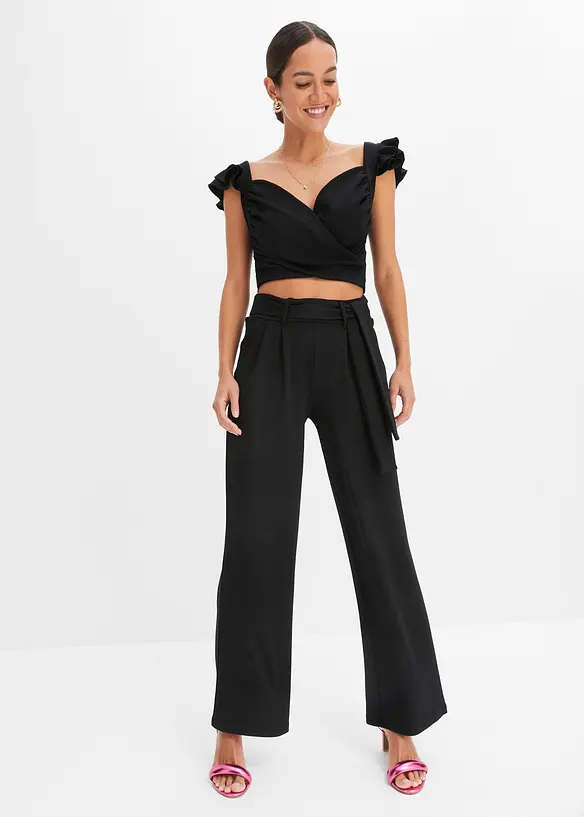Top und Hose (2-tlg.Set) in schwarz von vorne (Totalaufnahme) - bonprix