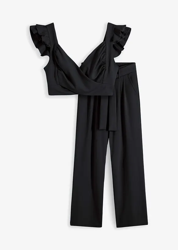 Top und Hose (2-tlg.Set) in schwarz von vorne - bonprix