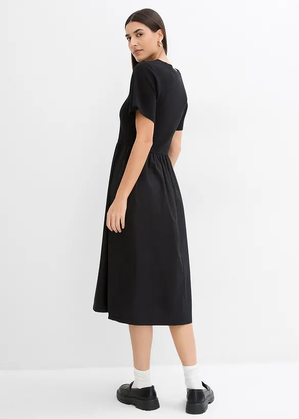 Midikleid aus Materialmix in schwarz von hinten (Totalaufnahme) - bonprix Midikleid aus Materialmix in schwarz von hinten (Totalaufnahme) - bonprix
