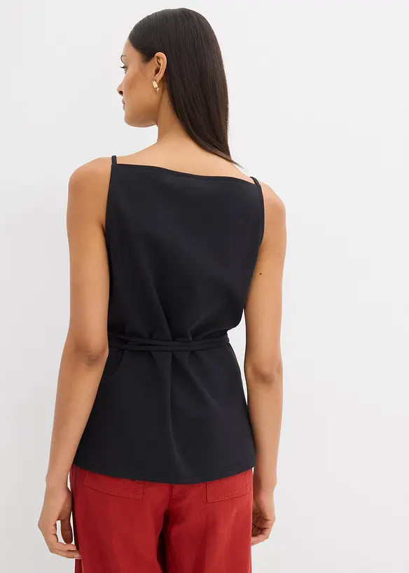 Top aus Piqué in schwarz von hinten (im Anschnitt) - bonprix