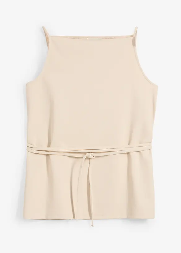 Top aus Piqué in beige von vorne - bonprix