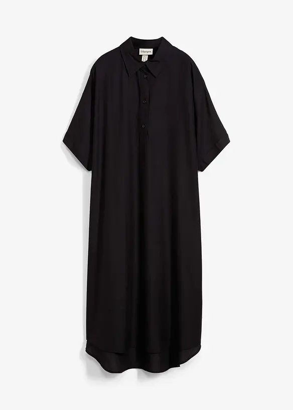 Blusenkleid aus feiner Viskose in schwarz von vorne - bonprix