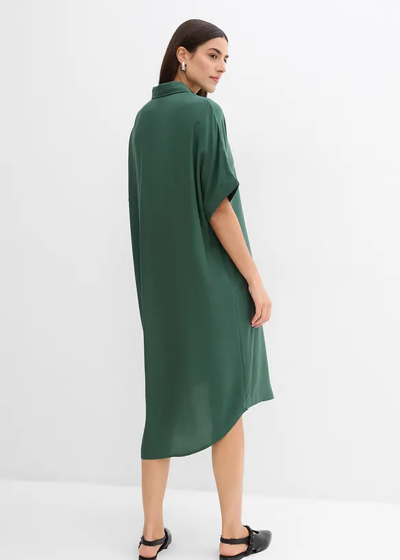 Blusenkleid aus feiner Viskose in grün von hinten (Totalaufnahme) - bonprix