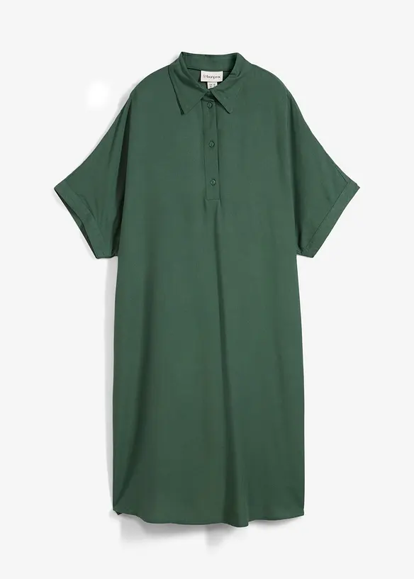 Blusenkleid aus feiner Viskose in grün von vorne - bonprix