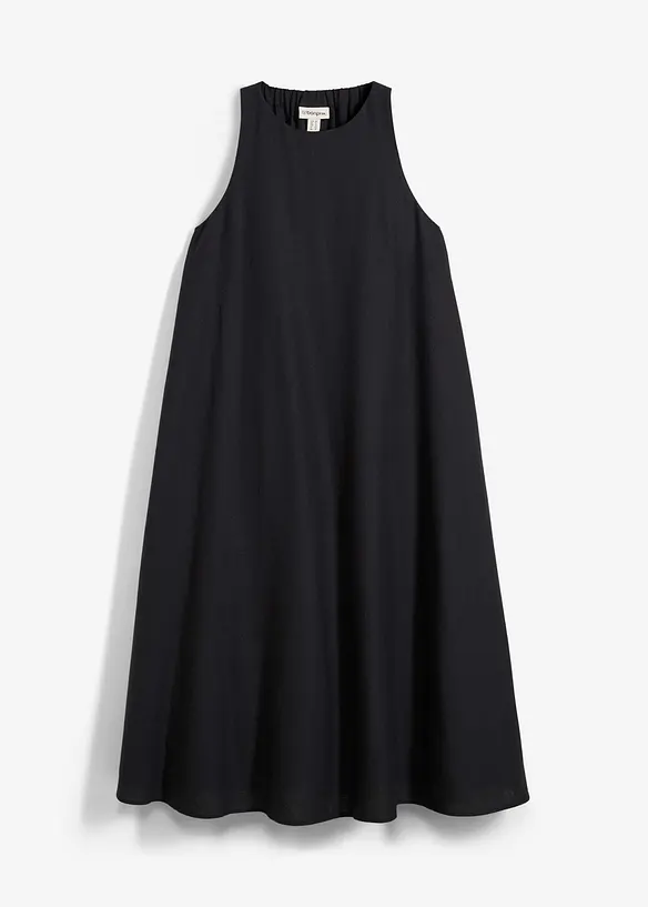 Ausgestelltes Midikleid aus Viskose-Mix in schwarz von vorne - bonprix