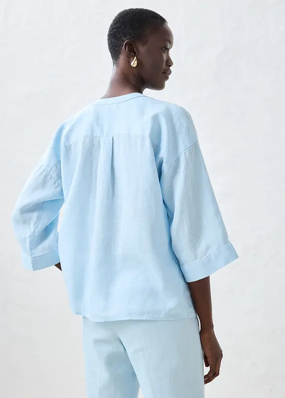 Oversize-Bluse aus reinem Leinen in blau von hinten (im Anschnitt) - bonprix Oversize-Bluse aus reinem Leinen in blau von hinten (im Anschnitt) - bonprix