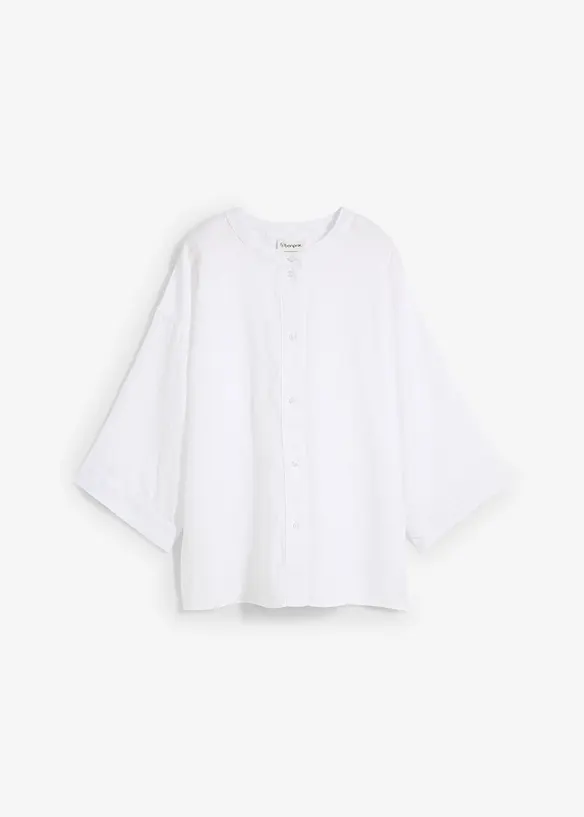 Oversize-Bluse aus reinem Leinen in weiß von vorne - bonprix Oversize-Bluse aus reinem Leinen in weiß von vorne - bonprix