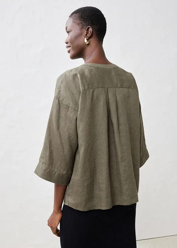 Oversize-Bluse aus reinem Leinen in grün von hinten (im Anschnitt) - bonprix Oversize-Bluse aus reinem Leinen in grün von hinten (im Anschnitt) - bonprix
