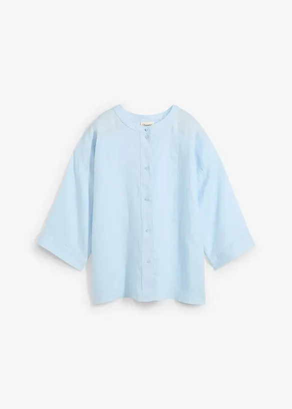 Oversize-Bluse aus reinem Leinen in blau von vorne - bonprix Oversize-Bluse aus reinem Leinen in blau von vorne - bonprix