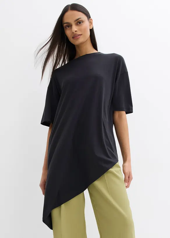 Shirt aus softem Modal-Mix in schwarz von vorne (im Anschnitt) - bonprix