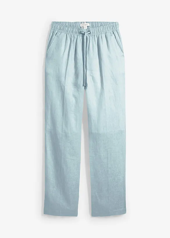 Schlupfhose  aus reinem Leinen in blau von vorne - bonprix