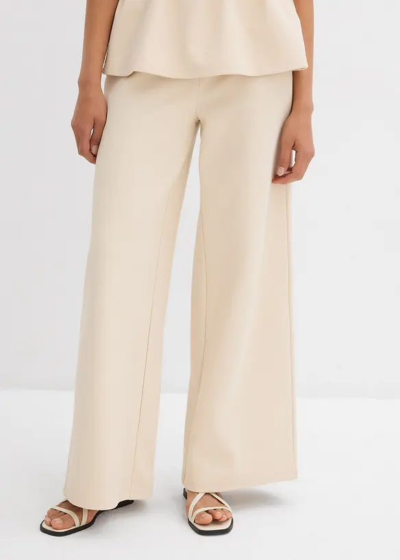 Marlenehose aus Piqué in beige von vorne - bonprix Marlenehose aus Piqué in beige von vorne - bonprix