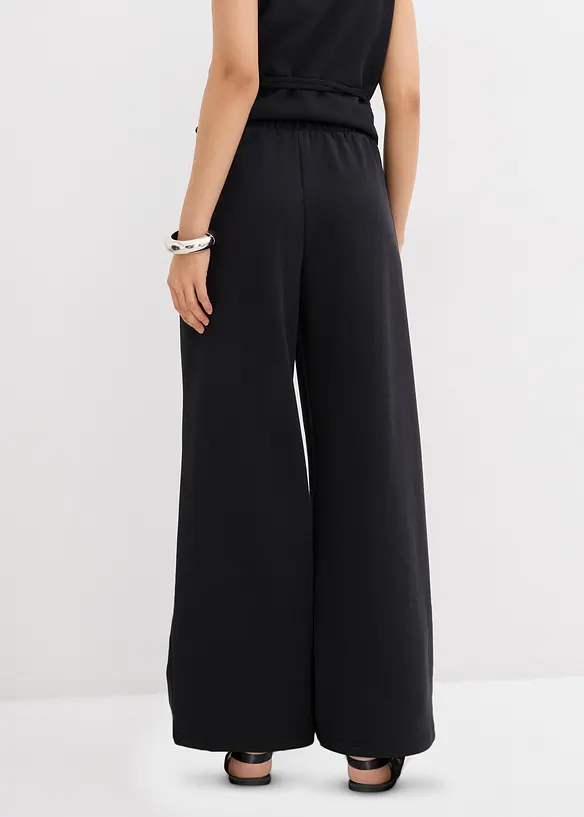 Marlenehose aus Piqué in schwarz von hinten - bonprix
