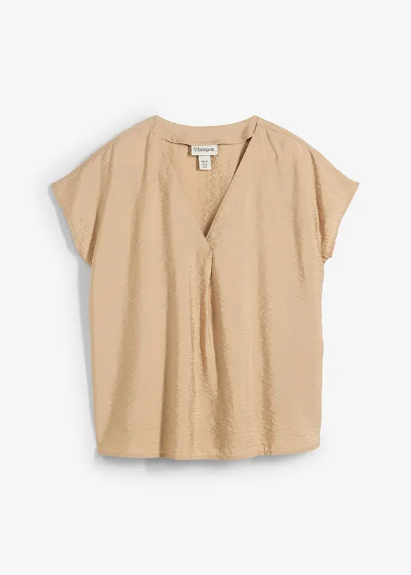 Tunikabluse aus fließendem Viskose-Mix in beige von vorne - bonprix Tunikabluse aus fließendem Viskose-Mix in beige von vorne - bonprix