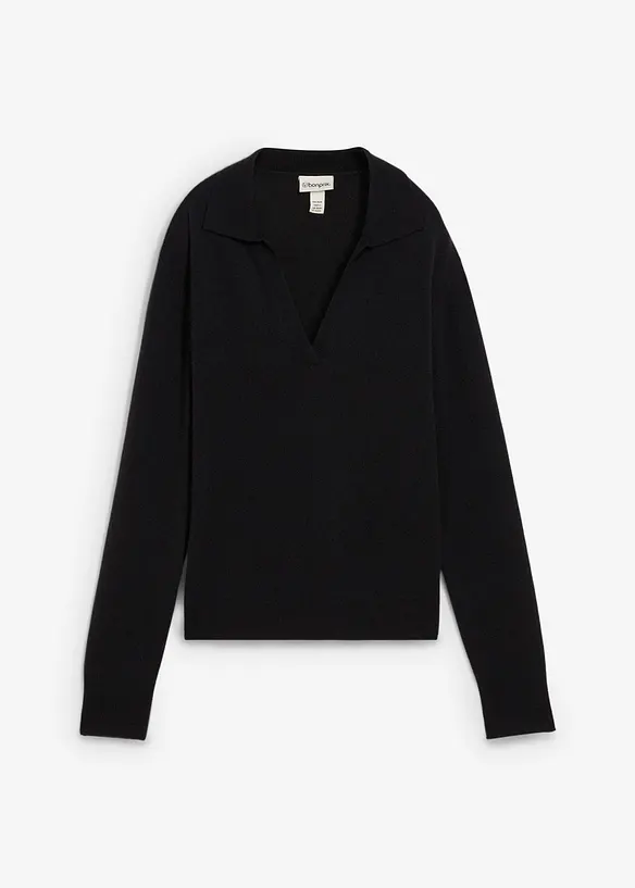 Pullover aus weichem Kaschmir-Mix mit Good Cashmere Standard® in schwarz von vorne - bonprix Pullover aus weichem Kaschmir-Mix mit Good Cashmere Standard® in schwarz von vorne - bonprix