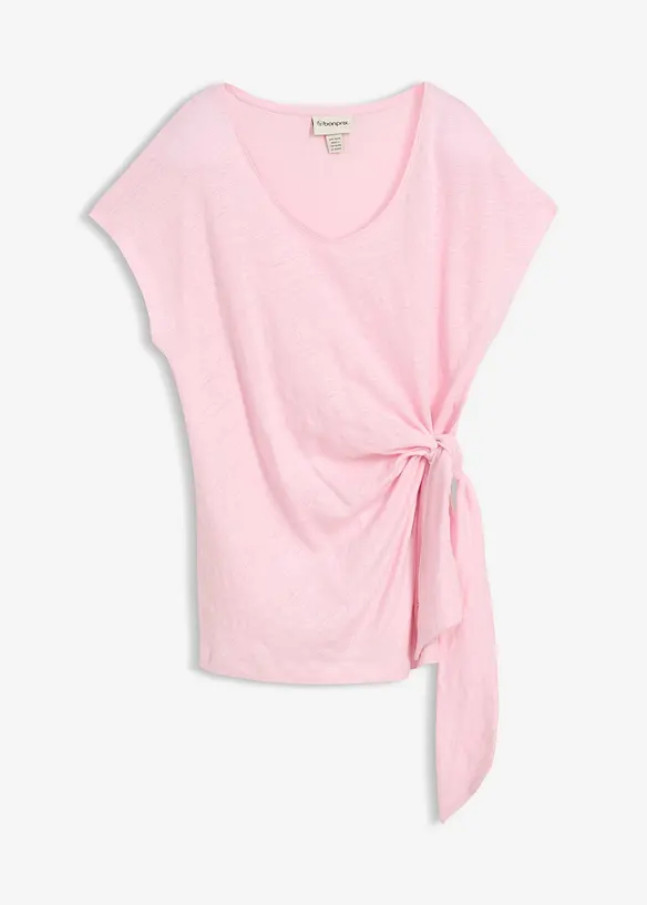 Wickelshirt aus reinem Leinen in rosa von vorne - bonprix Wickelshirt aus reinem Leinen in rosa von vorne - bonprix