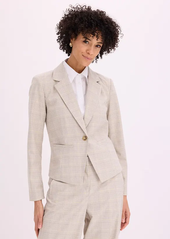 Glencheck Blazer in gelb von vorne (im Anschnitt) - bonprix