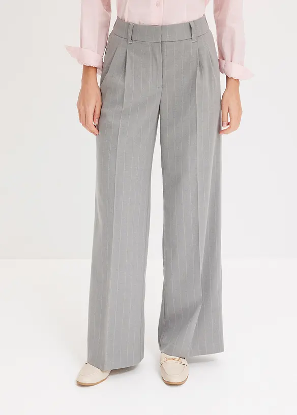 Nadelstreifen Marlenehose aus softem Viskose-Mix in grau von vorne - bonprix Nadelstreifen Marlenehose aus softem Viskose-Mix in grau von vorne - bonprix