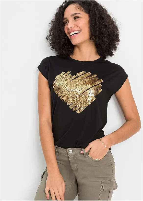Shirt aus softem Viskose-Mix in schwarz von vorne (im Anschnitt) - bonprix Shirt aus softem Viskose-Mix in schwarz von vorne (im Anschnitt) - bonprix