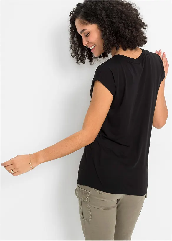 Shirt aus softem Viskose-Mix in schwarz von hinten (im Anschnitt) - bonprix Shirt aus softem Viskose-Mix in schwarz von hinten (im Anschnitt) - bonprix