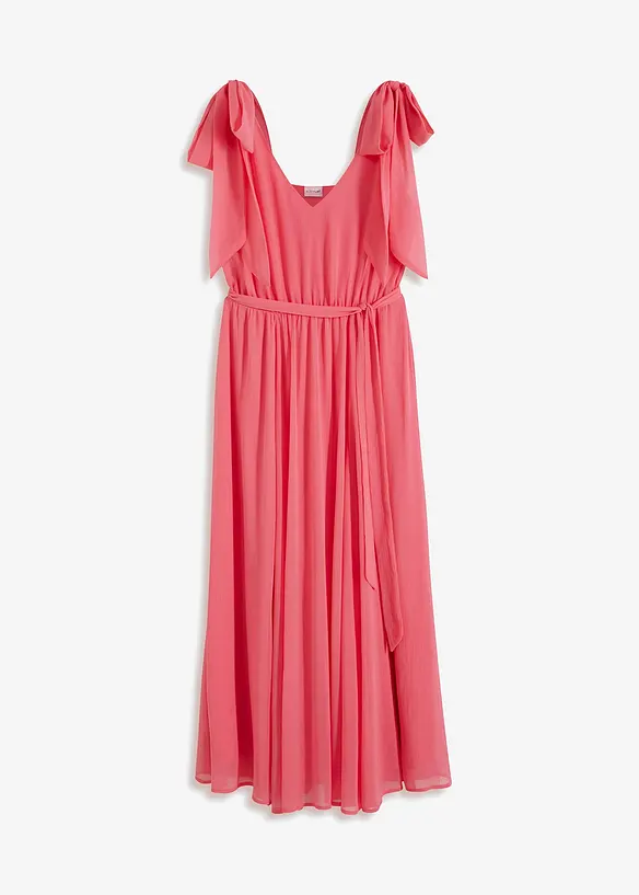 Chiffonkleid mit Schleifendetails in pink von vorne - bonprix