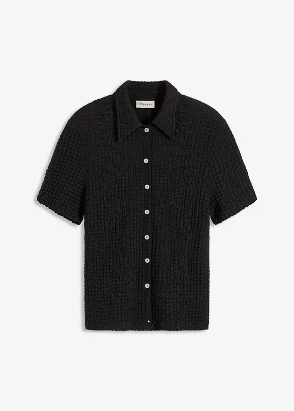 Shirtbluse mit Struktur in schwarz von vorne - bonprix